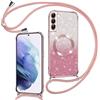 Phoona Cover Magnetica Glitter per Samsung Galaxy S21 Plus con Cordino, [Compatibile con MagSafe], Brillantini Sottile Lucida TPU Silicone Custodia per Samsung S21 Plus Morbido Antiurto Cover, Rosa