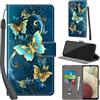 PHINIENLAND Cover per Samsung Galaxy A12 / M12 / F12 Case PU Pelle Custodia [Kickstand] [Chiusura magnetica] [Slot per Schede], Portafoglio Flip Custodia per Samsung A12,Farfalla verde