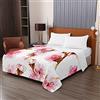 Chickwin Trapuntino Matrimoniale Singolo Copriletto Trapuntato Estivo, Rosa Fiori Stampa Goffrato Coperta Autunno Primaverile Trapunta Coperta Leggera Camera da Letto (150x200cm,Fiori di ciliegio)