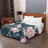 Chickwin Trapuntino Matrimoniale Singolo Copriletto Trapuntato Estivo, Rosa Fiori Stampa Goffrato Coperta Autunno Primaverile Trapunta Coperta Leggera Camera da Letto (220x240cm,Verde Scuro)