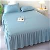 Homxi Copriletto a Balze con Volants Matrimoniale(180 x 200 cm),Lenzuola Letto Singolo Tinta Unita Completo Letto Matrimoniale Estivo Blu