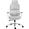 TONFARY Sedia da ufficio ergonomica in rete - Schienale alto traspirante, supporto lombare, schienale inclinabile, profondità del sedile regolabile e bracciolo 3D - Grande e alta, supporta 150 KG