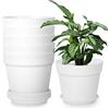 Solvant 6 Vasi per Piante da Esterno, Vaso Con Fori di Scarico e Vassoio，Adatti A Ufficio E All'Aperto, Balcone, Vasi Per Piante In Coltivazione, Erbe, Orchidee (Bianco, 12 cm)