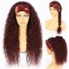 SOMIARIK Parrucche con fascia per donne nere parrucca sintetica lunga e riccia bordeaux vino rosso capelli senza colla Nessuna parrucca frontale in pizzo parrucche fatte a macchina parrucche con
