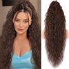 PORSMEER Coda di cavallo da donna con clip, lunga ondulata e riccia, extension per capelli da donna, 75 cm (marrone)