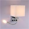 ALLOMN Applique da Comodino, Applique da Lettura a LED Applique Moderna Cromata Lucida con Faretto Orientabile a Collo di Cigno, Doppi Interruttori, Con porta USB da Caricare E27 (Con USB, 1 PCS)