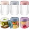 LUXECOVE Confezione da 6 bicchieri Overnight Oatmeal, mason jar, yogurt con coperchio, barattoli a vite con coperchio, contenitori in vetro per conservare avena, yogurt, 350 ml e 480 ml