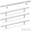 SPDYCESS 4 pezzi Maniglie per Mobili, Maniglia per Cassetti della Cucina, per Armadio Cameretta, per Porta del Bagno, per l'Arredamento della Casa, Ø10 mm, con Viti, Distanza dei Fori 128 mm, Bianco