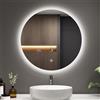 EMKE Specchio da bagno con illuminazione, rotondo, 50 cm, rotondo, LED con interruttore touch, dimmerabile, 6500 K, spegnimento automatico, 3 ore, specchio da bagno rotondo con illuminazione, IP44,