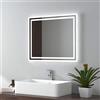 EMKE Specchio da bagno con illuminazione 50 x 60 cm, specchio da bagno con interruttore a levetta + antiappannamento+2 colori luce bianco caldo/bianco freddo, orizzontale/verticale LED specchio da