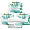 Garnier Skin Active Crema Viso Jelly Idratante con Acido Ialuronico e Aloe Vera, Texture Leggera e Rinfrescante, per Pelli Normali o Miste, 50 ml (3 Unità)