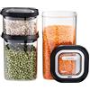 GEFU Set di contenitori PANTRY - coperchio ermetico per alimenti, contenitori in vetro, lavabili in lavastoviglie, 3 pezzi
