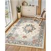 INOVADAY Tappeto 120x180 cm Lavabile in Lavatrice Vintage Antiscivolo Beige/Blu/Arancione