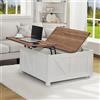 Redlifeᅟᅠ Redlife Tavolino da Caffè Allungabile Con Presa di Ricarica - Quadrato e Tavolo da Soggiorno Con Vano Portaoggetti, in Legno, Stile Rustico Moderno, 90 x 90 x 50 cm