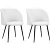 HOMCOM Set di 2 sedie per sala da pranzo, sedia da cucina, in tessuto, sedia da salotto con gambe in acciaio, 55 x 62 x 80 cm, colore: bianco nero