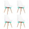 EGGREE Set di 4 Sedie da Pranzo Girevole,Sedia Girevole Senza Braccia, Sedie Imbottite con Gambe in Legno Massiccio, Bianco