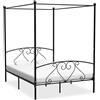 ShCuShan Letto a Baldacchino Nero in Metallo 160x200 cm,Struttura Letto Matrimoniale,Testiera Elegante in Metallo Stile Rustico Moderno