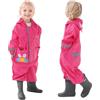 Dioshark Impermeabile Ragazza Tuta da Pioggia Rosso Rosa Gufo Outdoor Impermeabile Antipioggia Portatile Giacche Pantaloni Mantella con Cappuccio e Reflex Lungo Viaggio Poncho per Bambini 6-7 Anni, XL