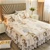 Morbuy 3 Pezzi Set Gonna da Letto per Singolo Matrimoniale e Una Piazza e Mezza Elasticizzata Copriletto con Volant Coprirete per Letto Lenzuola con 2 Federe (150x200cm,retrò)