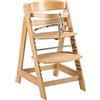 roba Seggiolone Sit Up Click Evolutivo - con Sistema di Cinture - con Poggiapiedi - Reclinabile - con Chiusura a Scatto - Legno Naturale
