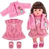 DIELOVEHUA Ropa para Muñecas, Ropa para Muñecas Bebés, Vestiti per Bambole Reborn, Apto para Muñecas de 43 a 48 cm, Abrigo, Vestido y Calcetines