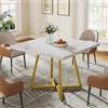 Tribesigns Tavolo da pranzo quadrato per 2, tavolo da pranzo moderno da 80 cm, con base in metallo, tavolo da cucina per sala da pranzo, piccolo spazio, appartamento, bianco e oro
