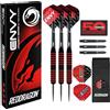 RED DRAGON Darts - Envy Series 22g - Nero e Rosso Ottone Professionale Set di Freccette Punta in Acciaio con Voli, Aste e Custodia