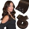 Moresoo Extension Capelli Veri Clip Marrone Scuro Remy Lisci 35cm #4 5p 80g