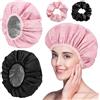 Leikedun 2 pezzi cuffia riscaldante per la cura della profondità, cuffia auto riscaldata per la cura dei capelli, cuffia di cura a doppio strato in alluminio con 2 elastici per salone di parrucchiere spa rosa+
