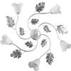 ONLI - Lampadario / plafoniera 5 luci Marilena in metallo bianco spennellato argento. Paralumi in vetro bianco. Prodotto lavorato a mano in Italia. Ø 70cm, metallo;vetro