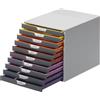 Durable Cassettiera da scrivania Varicolor10, cassettiera porta documenti con 10 cassetti colorati, porta etichetta rimovibile, multicolore, 761027