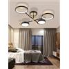 QYSMGS Moderna plafoniera LED Dimmerabile Lampadari a soffitto Semi-Flush Mount con telecomando Lampadario Oro Lampadario Nero per soggiorno Camera da letto Sala da pranzo Cucina (Nero, 4teste)