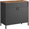 SONGMICS Mobile, Organizzatore, Armadio in Metallo, con Doppia Anta, Chiusura Magnetica, Ripiani Regolabili, Struttura in Acciaio, 40 x 80 x 76 cm, Marrone Vintage e Nero LSC102B01