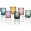 BRANDANI Plisse Set 6 Pezzi Bicchieri Colorati Assortiti 250ml Vetro
