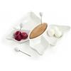 BRANDANI Antipastiera Butterfly Porcellana Bamboo 3 Forchettine Acciaio 26x28,5cm Bianco
