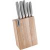 BRANDANI Ceppo Natural in Legno con 5 Coltelli e Affila Coltelli