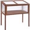 Outsunny Mini Serra da Giardino Letto per Orto Rialzato per Piante Struttura in Legno e Policarbonato con Tetto Apribile e Inclinato, 90x50x93cm