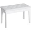 Homcom Sgabello Pianoforte con Vano Portaoggetti in Ecopelle e Legno, 76x36 x50cm, Sgabelli Imbottiti Bianco