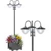 Outsunny Lampione Intelligente a Pannelli Solari con 3 Lampade Led, 3 livelli e Accensione Automatica, 60x55x189 cm, Nero | Aosom Italy