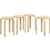 HOMCOM Set 4 Sgabelli Impilabili Rotondi e Moderni per Cucina e Bar in Legno, Ø40x54cm, Colore Legno|Aosom