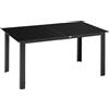 Outsunny Tavolo da Giardino con Piano in Vetro Temperato 150x90 cm per 6 Persone, Tavola da Pranzo da Esterno Rettangolare in Alluminio, per Patio, Terrazzo, Balcone, Nero | Aosom Italy