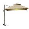 Outsunny Ombrellone spostabile LED quadrato a doppio tetto inclinabile e girevole a 360° con manovella e base in acciaio dim. 3L x 3l x 2,66H m beige