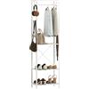 HOMCOM Appendiabiti con Scarpiera a 2 Livelli, Barra Appendi Abiti, 4 Ganci, Mensola Superiore, 52x30x180 cm, Bianco | Aosom Italy