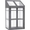 Outsunny Mini Serra, piccola serra con struttura in legno, finestra e doppia porta, 3 ripiani, 70L x 50P x 120H cm, Grigio