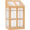 Outsunny Mini Serra, piccola serra con telaio in legno, finestra e doppia porta, 3 ripiani, 70L x 50P x 120A cm, Marrone