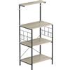 HOMCOM Scaffale Cucina a 4 Livelli con Pannelli a Rete e 8 Ganci Stile Industriale, 60x42x134.5 cm, Rovere | Aosom Italy