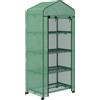 Outsunny Serra da giardino balcone con ripiani serra 4 livelli 69l x 50l x 165h cm acciaio termolaccato copertura amovibile PE ad alta densità verde