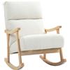 HOMCOM Poltrona Dondolo, Rivestimento in Tessuto Vellutato, Schienale Ergonomico, Capacità di 120 kg, 65L x 90P x 98H cm, Crema