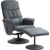 HOMCOM Poltrona massaggiante con poggiapiedi, Sedia ergonomica con 10 punti vibromassaggio, Ecopelle, 76 x 81 x 105 cm, Grigio scuro