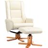HOMCOM Poltrona Relax con Poggiapiedi, Funzione Lettura, Rivestimento in Ecopelle, Portata 150 kg, 71 x 84 x 102 cm, Bianco crema